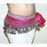 Ceinture de danse orientale enfant fuschia galon argent