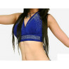 Top d'entrainement strass de danse orientale bleu roy