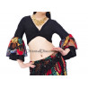 Top manches voilées de danse orientale noir et rouge multicolore