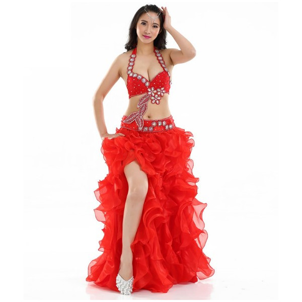Costume Pro danse orientale-Rouge - My Shopdiscount.fr, mercerie et franges  en ligne