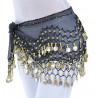 Ceinture de danse orientale noir a sequins dores