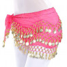 Ceinture de danse orientale fuschia à sequins dorés