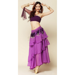 Costume de danse orientale complet violet et strass