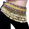 Ceinture de danse orientale noir en velours à sequins dorés