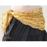 Foulard de danse orientale doré brodé à franges - 18,50 €