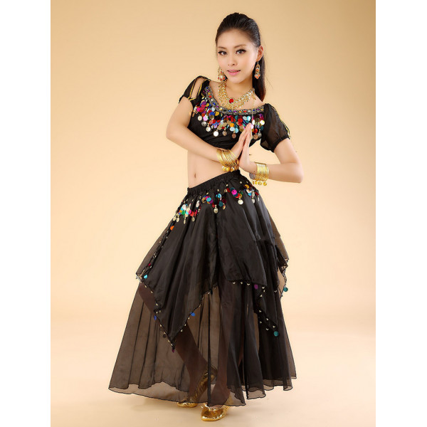 Jupe de Danse Orientale Femme Fille Frangé Costume Danse du Ventre à  Paillettes
