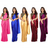 Sari indien 2 piéces Bollywood uni en satin