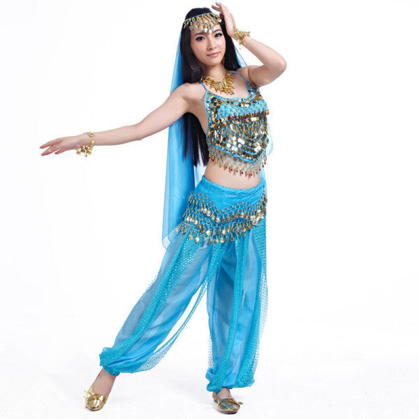 Costume oriental enfant Jasmine bleu or