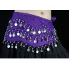 Ceinture de danse orientale violet foncé à sequins argent